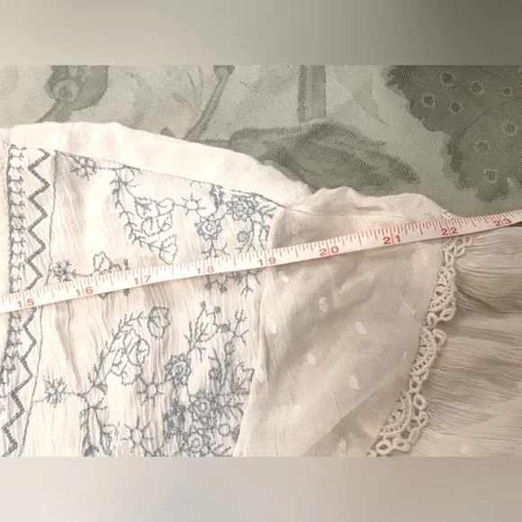 American Eagle Outfitters Blue Embroidered Lace Lightweight Boho Tunic Blouse MD - Picture 12 of 16